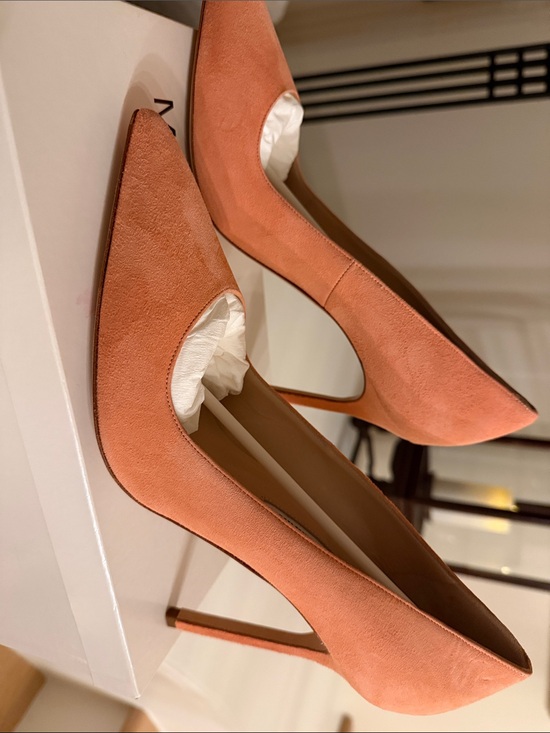 Manolo Blahnik Coral Suede Pointed-Toe Pumps
